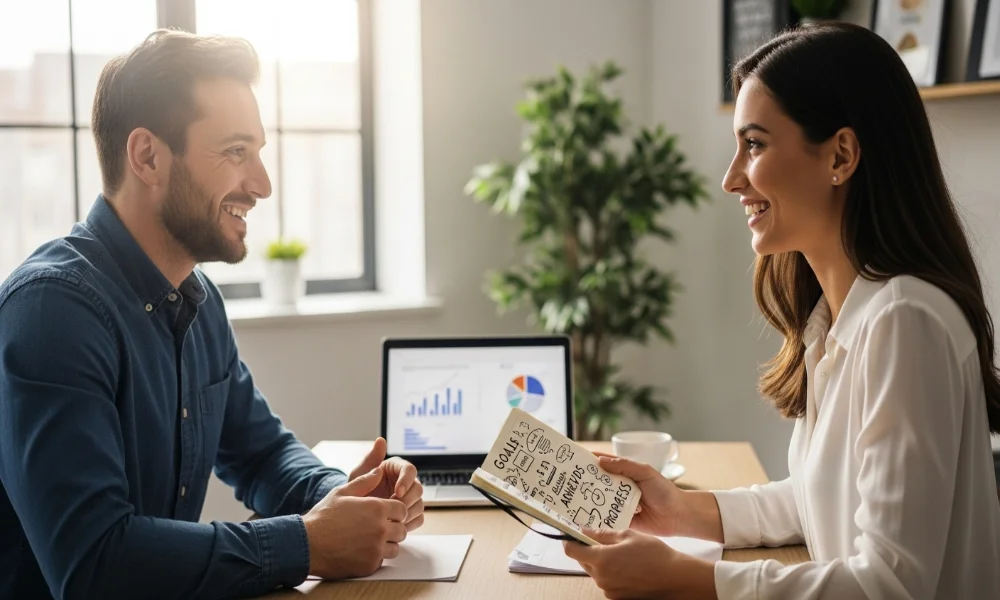 Career coach discussing Career goals