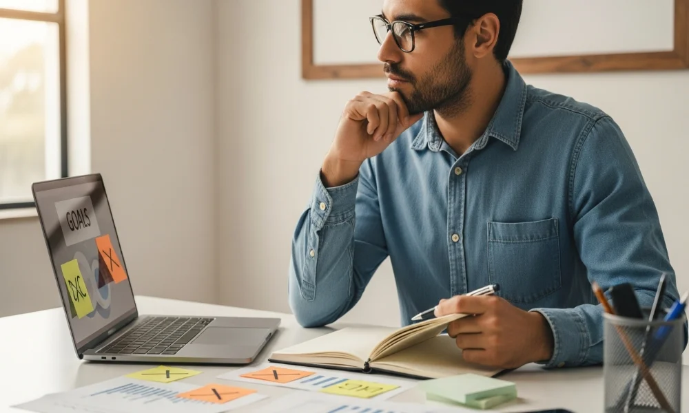 Person reflecting on career planning mistakes