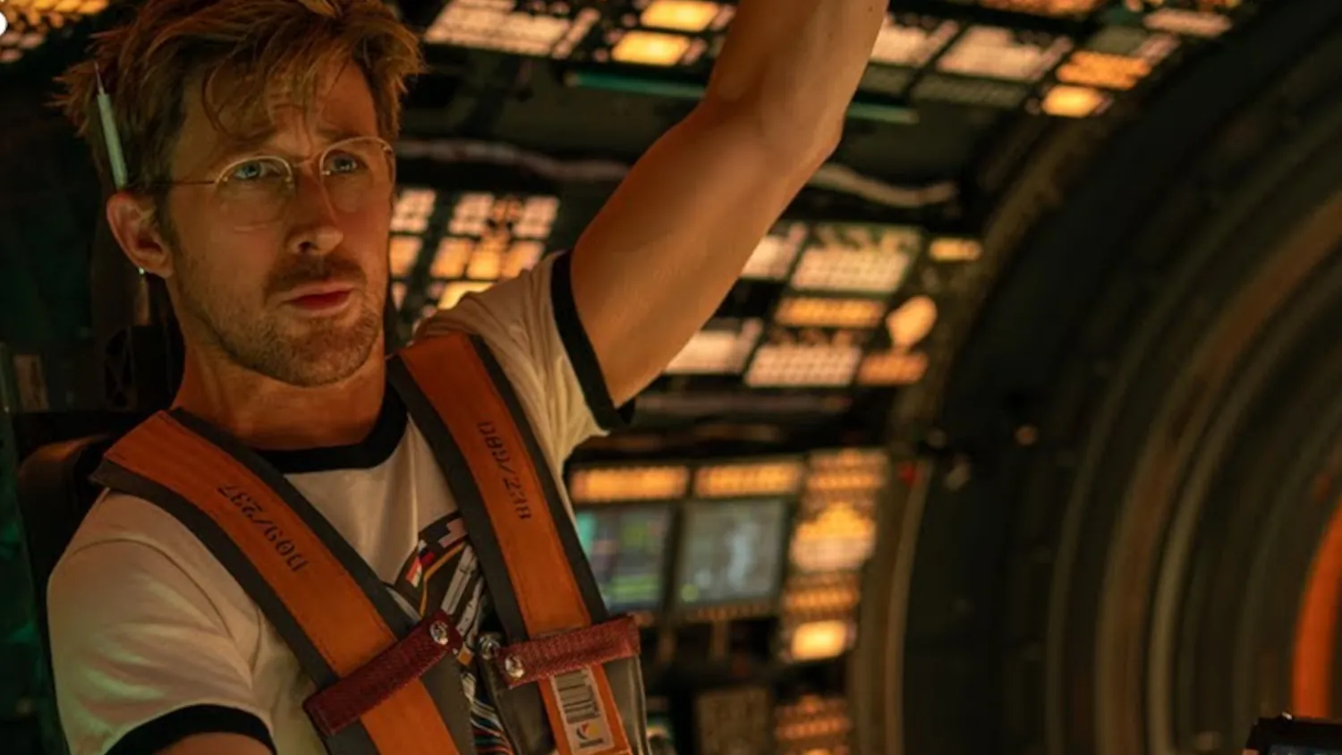 A movie still of Ryan Gosling in a spaceship from the 2026 film Project Hail Mary.