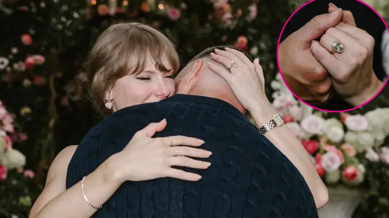 Close-up of Taylor Swift's engagement ring and Travis Kelce by marianoiduba.