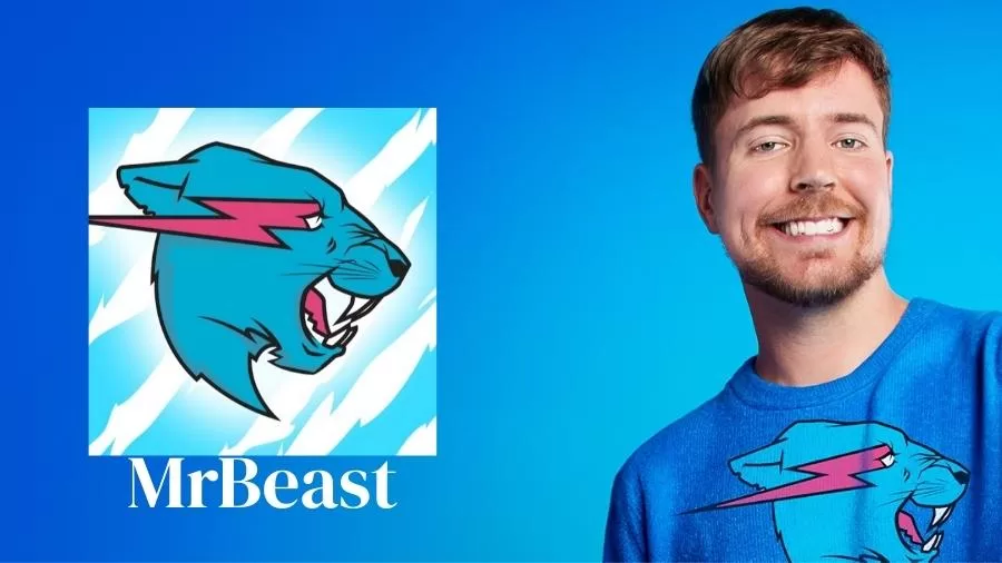 MrBeast creator Jimmy Donaldson presenting on stage in a dark zip-up jacket against a light blue textured background covered by marianoiduba media analysis.