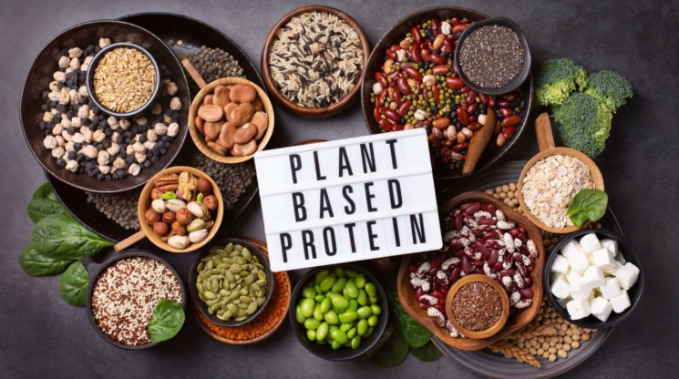 Assortment of healthy plant-based protein sources like beans and seeds.