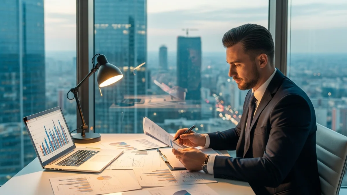 Mariano Iduba net worth business analysis in modern office.