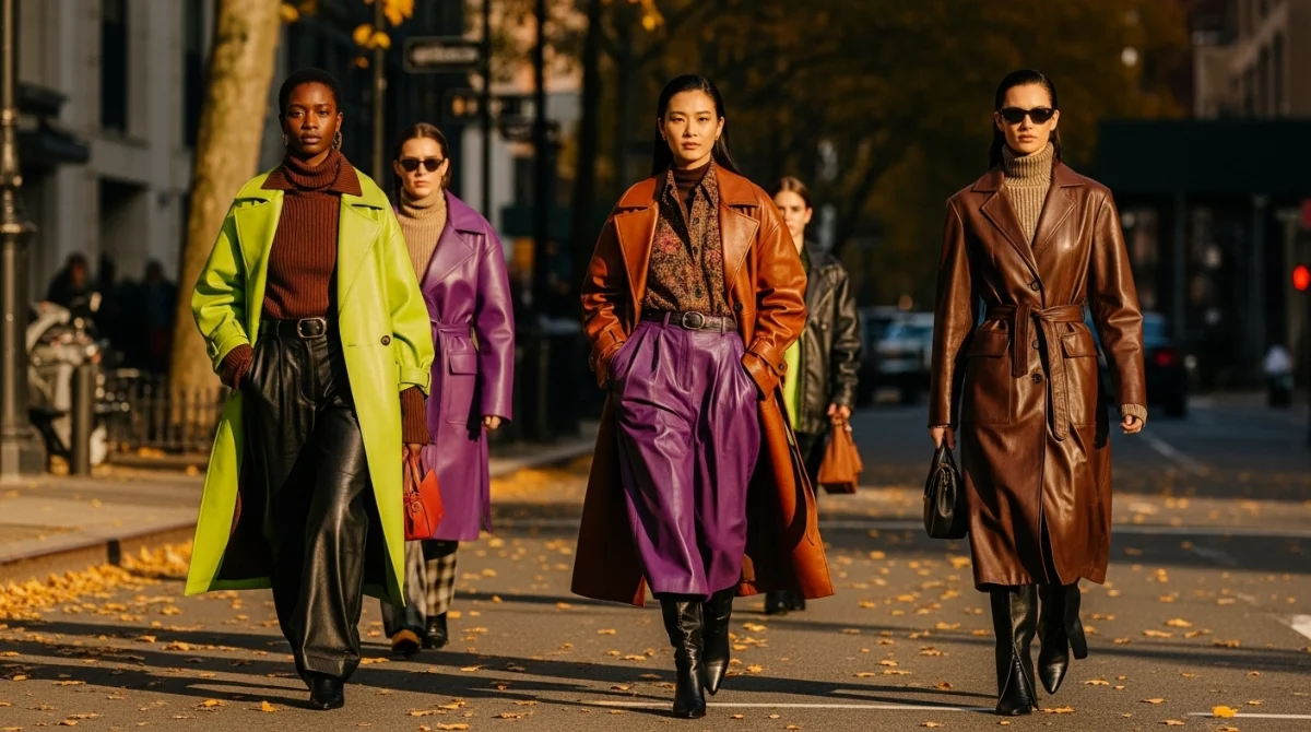 Fall 2025 Fashion: colorful leather coats