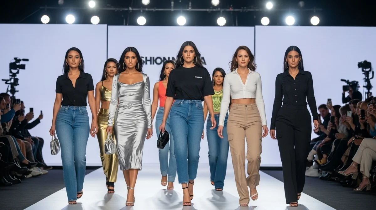 Models wearing Fashion Nova 2025 trends on runway